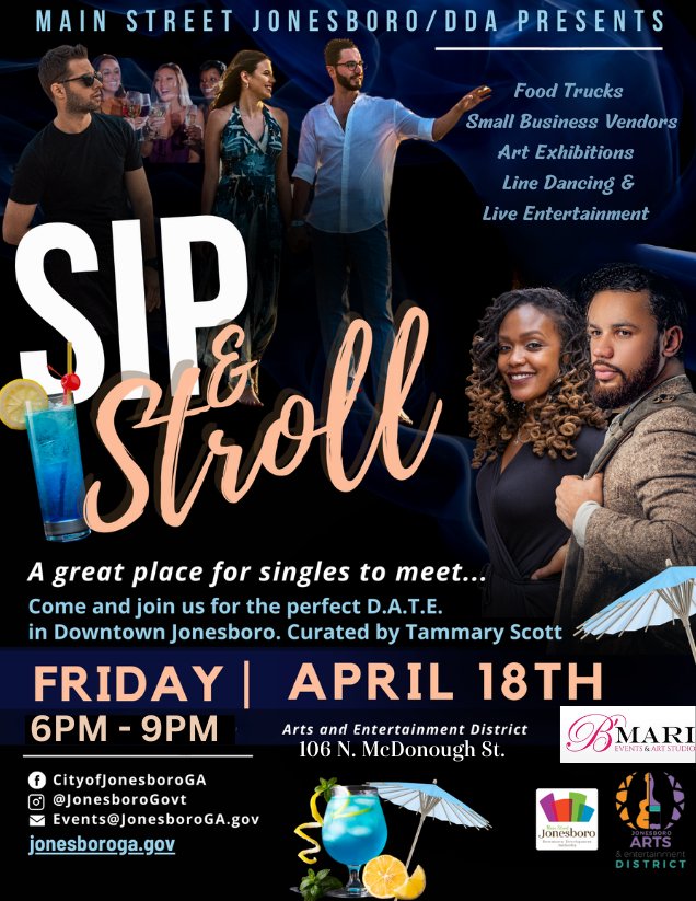 Main Street Jonesboro/DDA Presents: Sip & Stroll – A Perfect D.A.T.E. in Downtown Jonesboro!